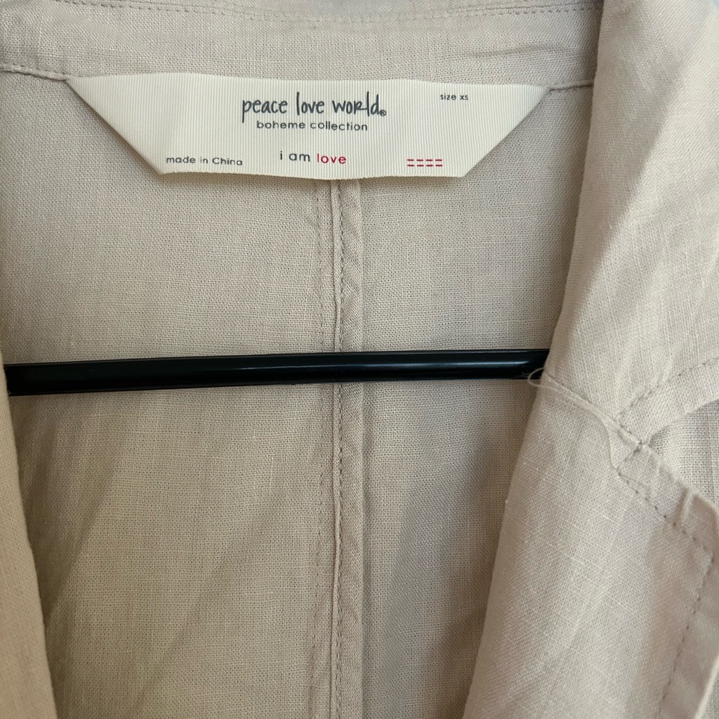 Nwt Peace Love World Boheme Relaxed Linen Blend Blazer Grey Moon Size Xs — image 4 of 8